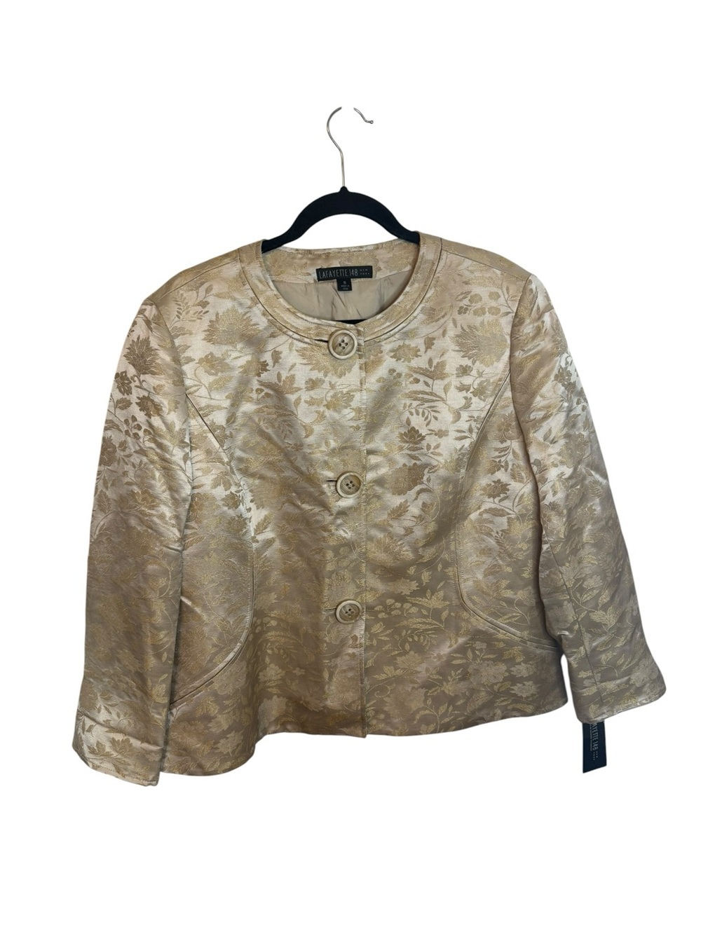 NWT Lafayette 148 Champagne Floral Brocade Jacket